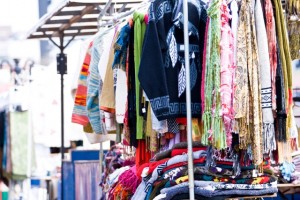 Clothing at stand in market